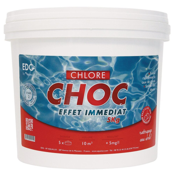 Chlore choc - Effet immédiat - Pastilles de 20g - 5KG