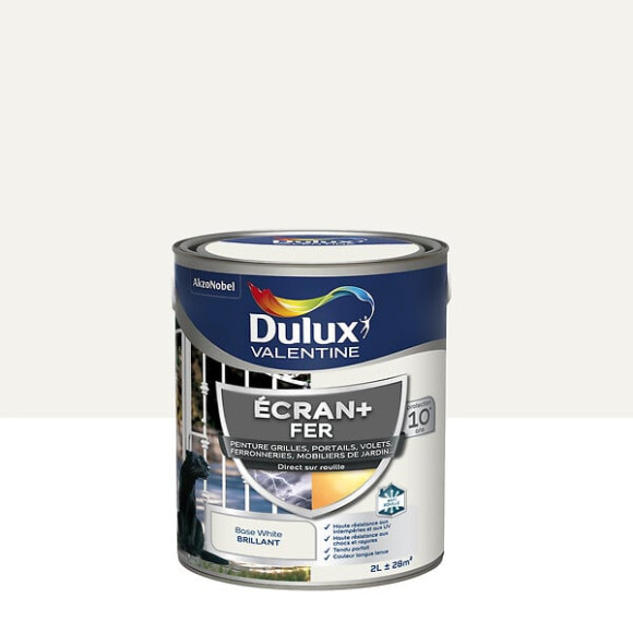 Peinture extérieure Fer Ecran+ Dulux Valentine Brillant- Base White 2L