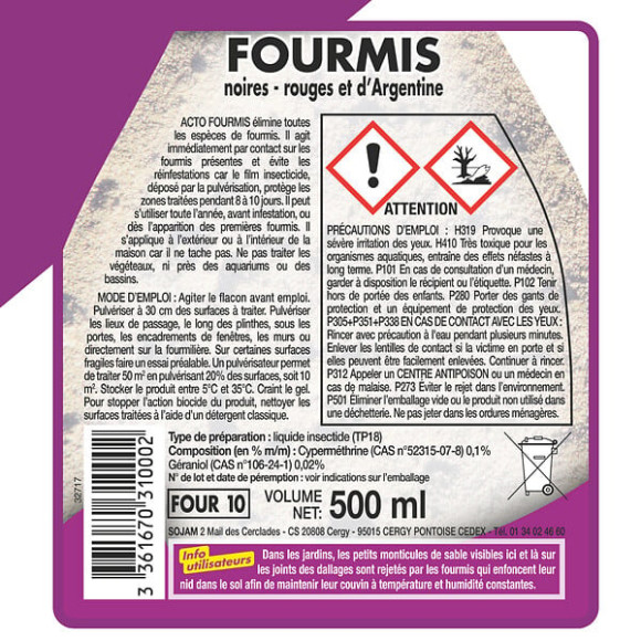 Pulvérisateur fourmis 500ml