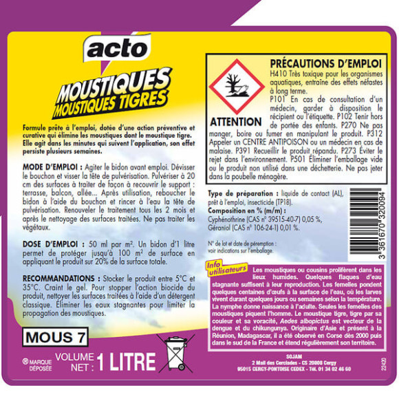 Liquide spécial moustiques 1L