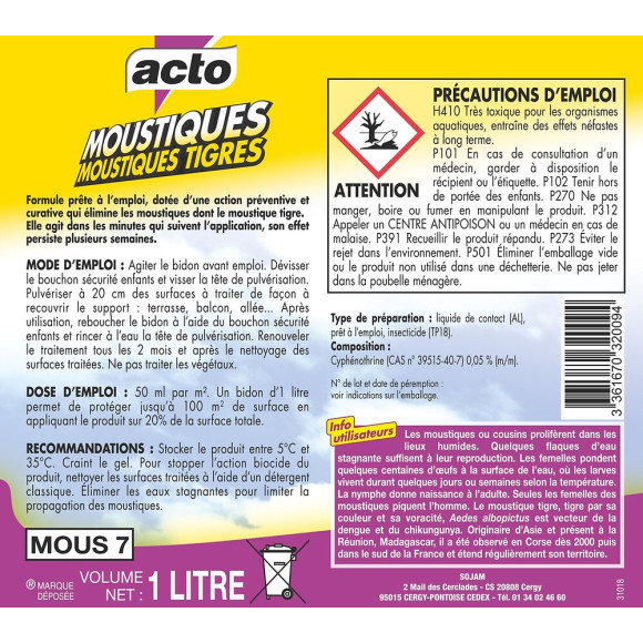 Liquide spécial moustiques 1L