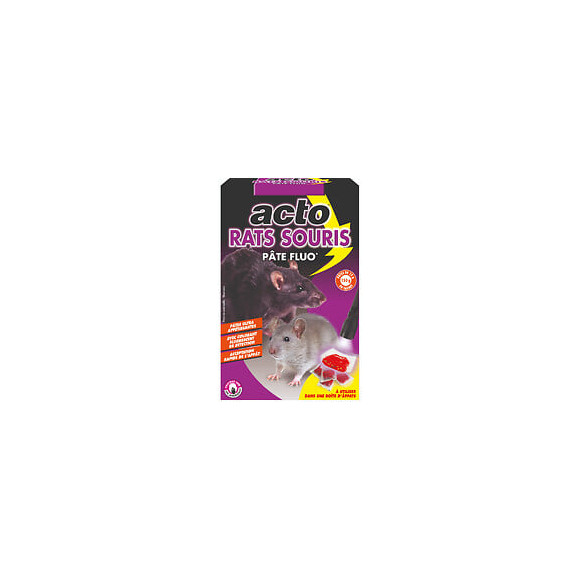 ACTO RATS-SOURIS Anti-rongeurs Pâte appât FLUO - 150grs