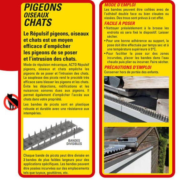 Répulsif picots en plastique pour pigeons chats