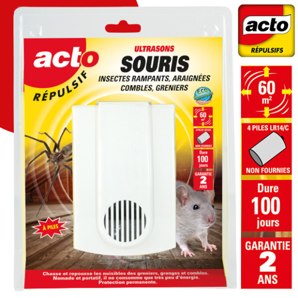 Répulsif Ultrasons souris insectes rampants araignées combles grenier