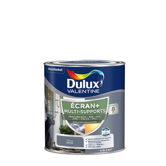 Peinture Ext M/Sup Ecran+ Dulux Valentine Satin - Titane 05 L