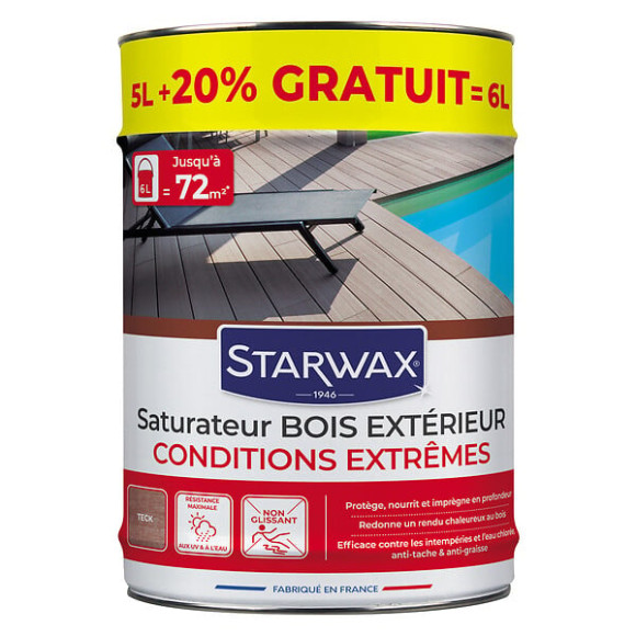 saturateur haute protection terrasses bois teck - 6l