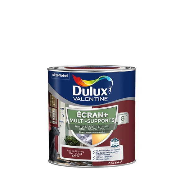 Peinture Ext M/Sup Ecran+ Dulux Valentine Satin - Rouge Basque  05 L