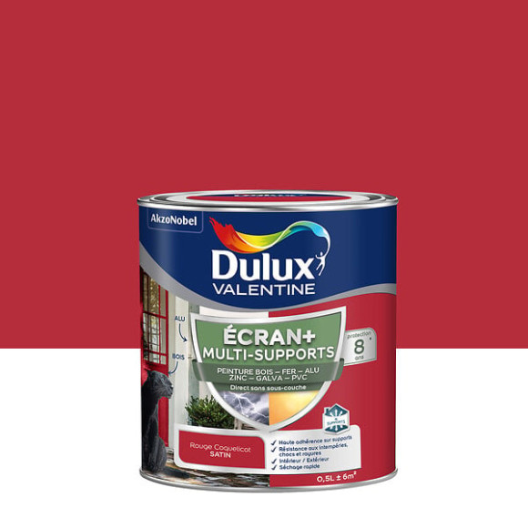 Peinture Ext M/Sup Ecran+ Dulux Valentine Satin- Rouge Coquelicot 05L