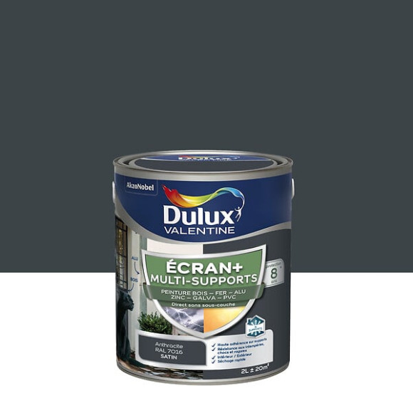 Peinture Ext M/Sup Ecran+ Dulux Valentine Satin - Gris Anthracite 2 L