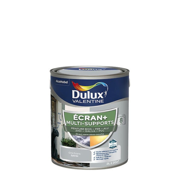 Peinture Ext M/Sup Ecran+ Dulux Valentine Satin - Gris Franc 2 L