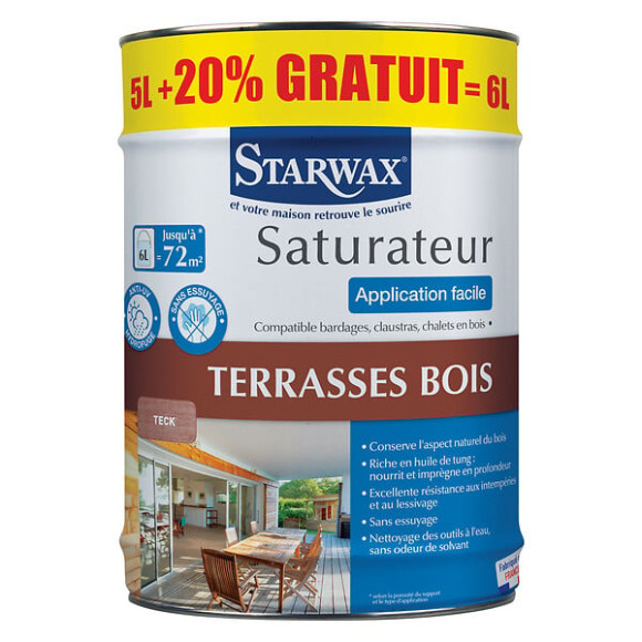 Saturateur - Application facile pour terrasses - Teck - 5L+20%