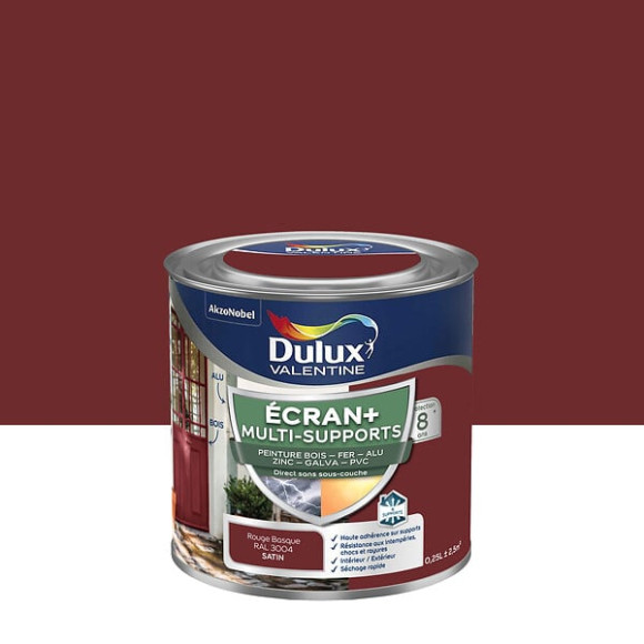 Peinture Ext M/Sup Ecran+ Dulux Valentine Satin - Rouge Basque 025 L