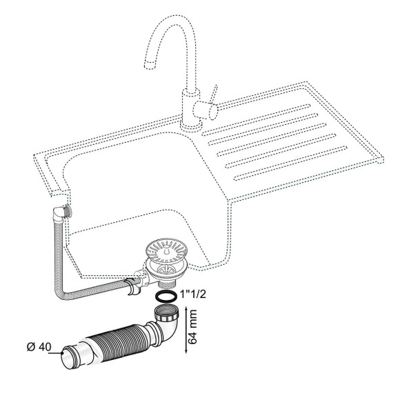 Siphon d'évier extra-plat SENZO D40