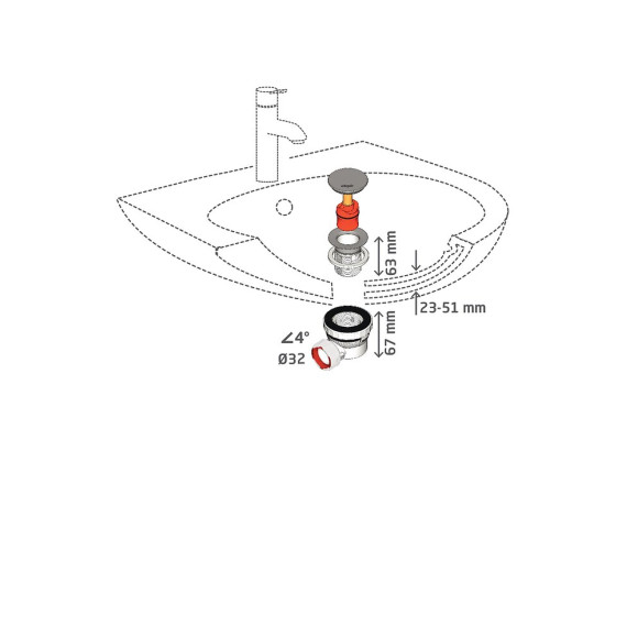 Nano 6.7 lavabo d32 quick clac corps blanc