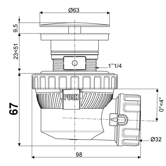 Nano 6.7 ensemble lavabo d32 ecoulement libre corps blanc