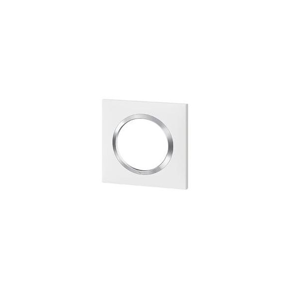 Plaque carrée dooxie 1 poste finition blanc avec bague effet chrome