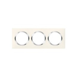 Plaque carrée dooxie 3 postes finition blanc avec bague effet chrome