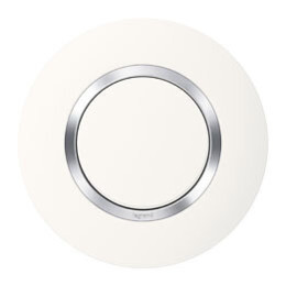 Plaque ronde dooxie 1 poste finition blanc avec bague effet chrome