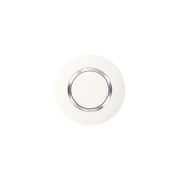 Plaque ronde dooxie 1 poste finition blanc avec bague effet chrome