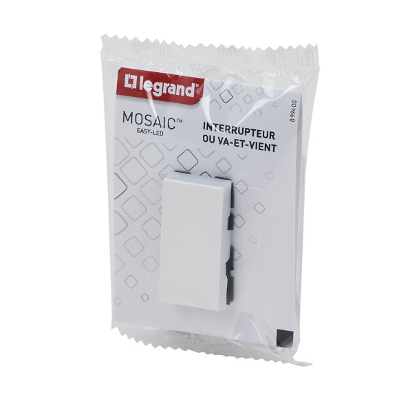 Interrupteur ou va-et-vient Mosaic Easy-Led 10A 1 module - blanc