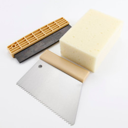 Kit de pose mosaique peigne v4-v6+raclette 20cm+éponge hydro