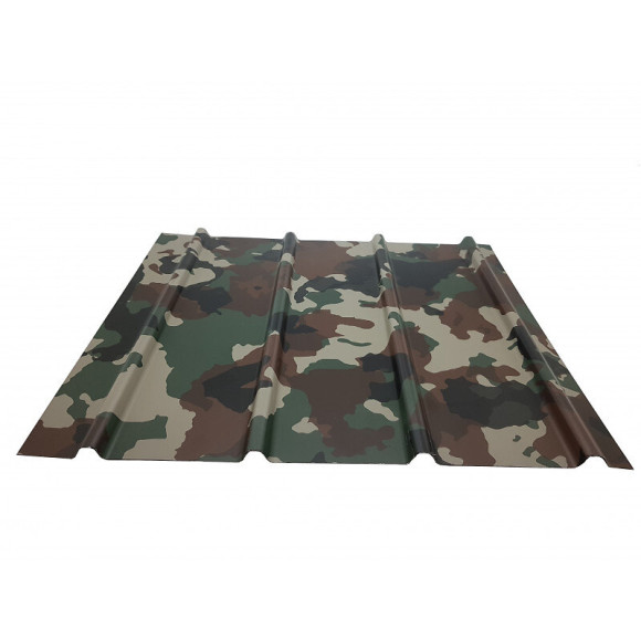 Plaque nervurée acier laqué 2000 X 910 X 040 MM Camouflage E : 040 mm l : 910 mm L : 2000 mm