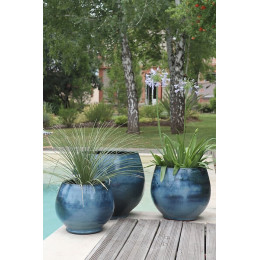 Pot Bahia Blue Wave - Terre cuite - Bleu - D25cm 31cm