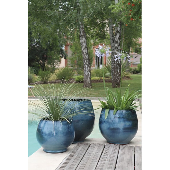 Pot Bahia Blue Wave - Terre cuite - Bleu - D25cm 31cm