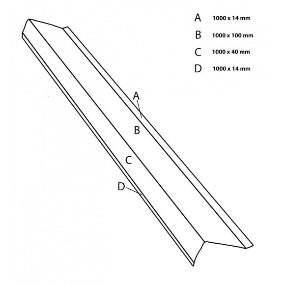 Rive de 1 mètre pour plaque nervurée acier laqué Rouge 8012 L : 1 m