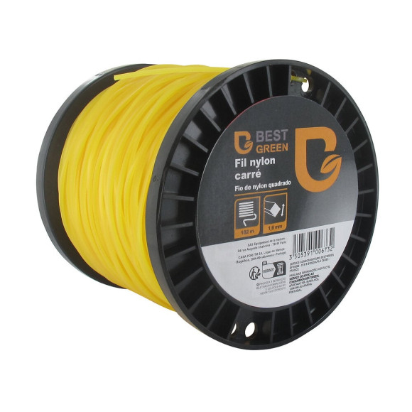 Fil pour débroussailleuse nylon profil carré 16 mm x 182 m BESTGREEN