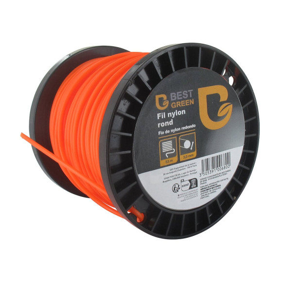 Bobine fil débroussailleuse nylon rond - Orange - 3 mmx53m