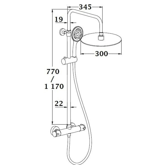 Colonne de Douche avec Mitigeur Thermostatique finition Gold PALOMA by Eurosanit