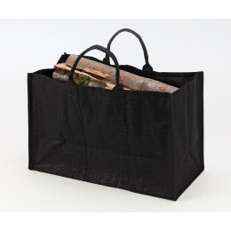 Sac à  bûches Natureo en toile de jute noir