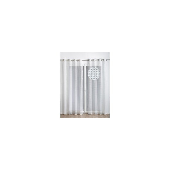 Voilage Filet Effet Cannage - 140x240cm - Blanc