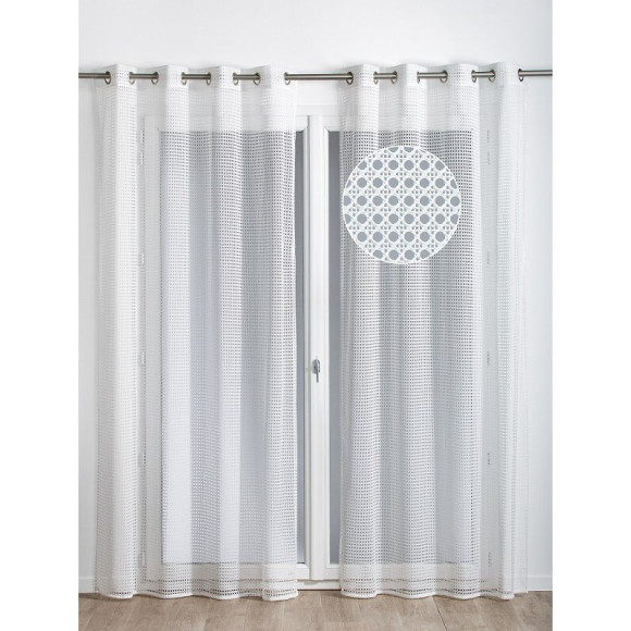 Voilage Filet Effet Cannage - 140x240cm - Blanc