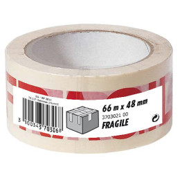 Emballage PP FRAGILE Blanc et Rouge 66m x 48mm