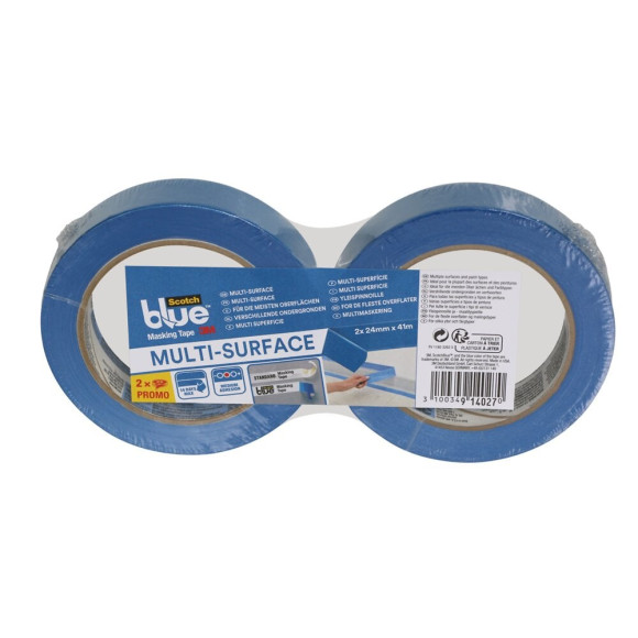 Ruban de Masquage Multi-Surfaces - Lot de 2 Bleu 41mx24mm