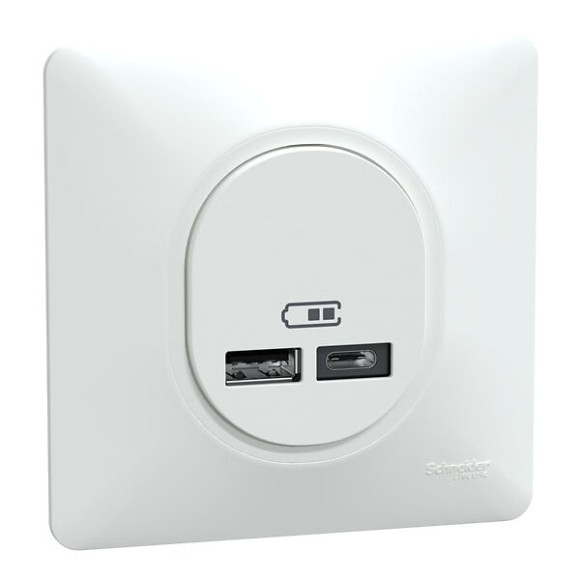 Ovalis - Monobloc - Double chargeur USB A+C 12W - Blanc