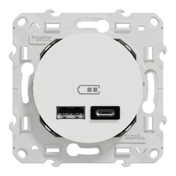 Odace - prise USB double - type A+C 12W - blanc