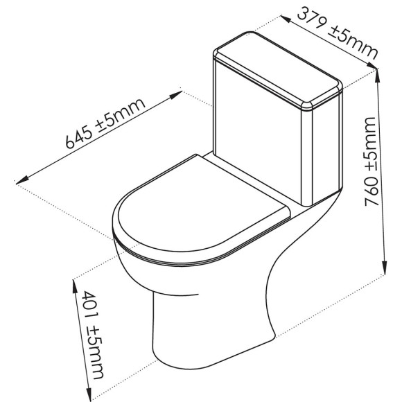 Pack WC ADI sans bride Sortie Horizontale - H76xl379xP645cm -Céramique blanche