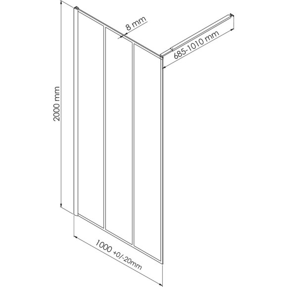 Paroi de douche VERIA - Verre 8mm - Décor et Finition Noir mat - 100x200cm