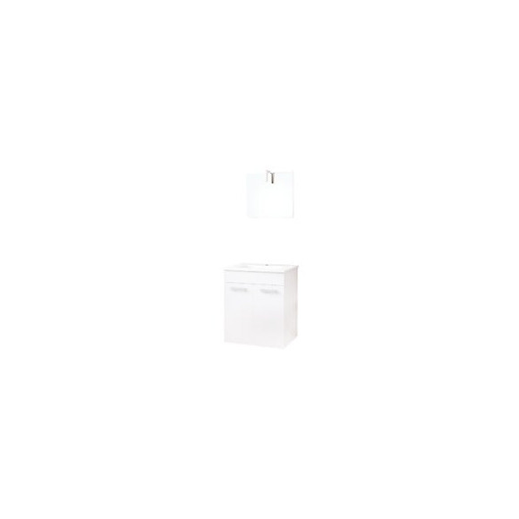 Meuble de Salle de Bain SMART - Suspendu - 60cm -  2 portes - Finitions Blanc