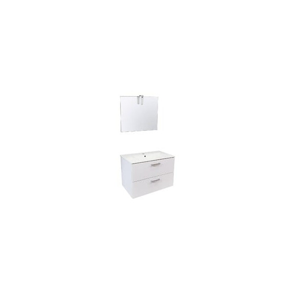 Meuble de Salle de Bain SMART - Suspendu - 80cm -  2 tiroirs - Finition Blanc