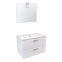 Meuble de Salle de Bain SMART - Suspendu - 80cm -  2 tiroirs - Finition Blanc