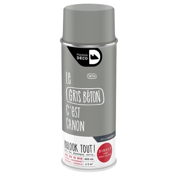 Peinture aérosol Relook Tout - Gris béton - Satin - 400ml