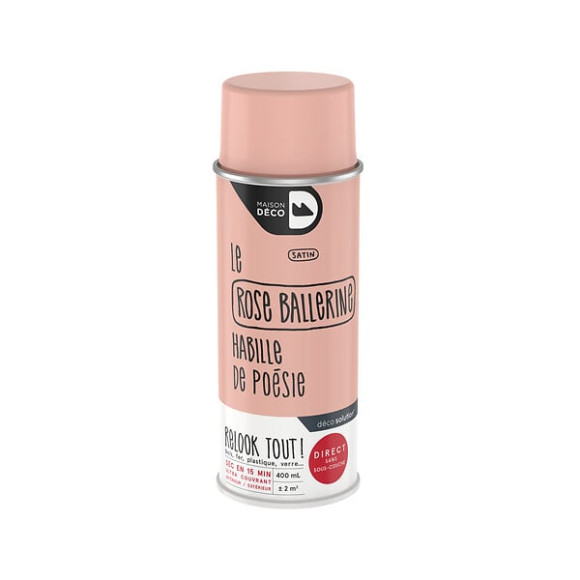 Peinture aérosol Relook Tout - Rose ballerine - Satin - 400ml