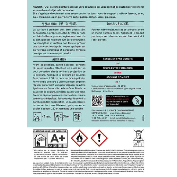 Peinture aérosol Relook Tout - Fjord - Satin - 400ml