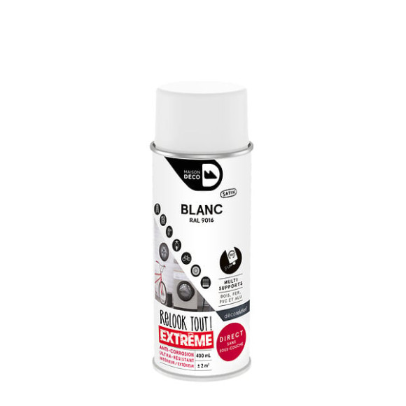 Peinture aérosol relook tout extrême blanc satin 400 ml