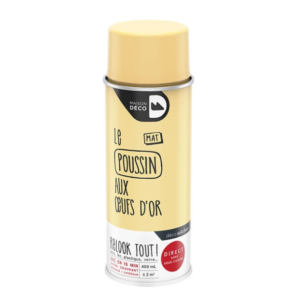 Peinture aérosol Relook Tout - Poussin - Mat - 400ml