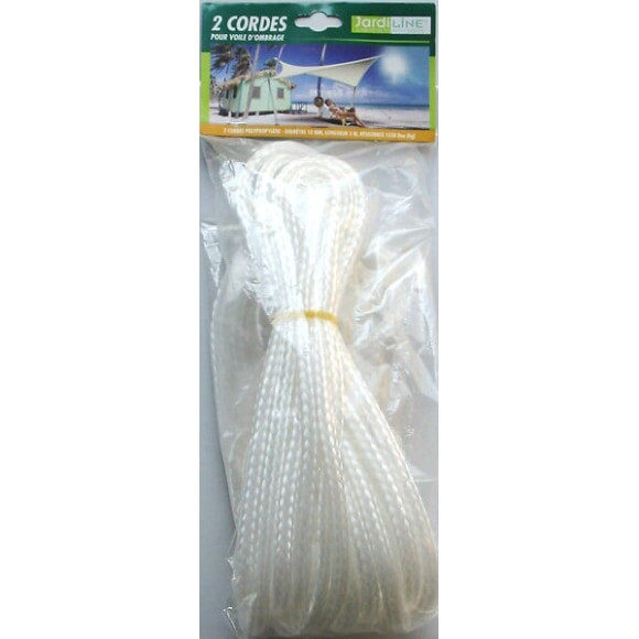 Lot de 2 cordes polypropylène tressé D 10mmx5m voile ombrage Jardiline